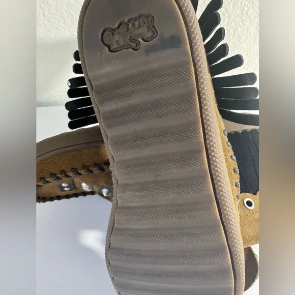 Coach Roccasin Cut Out Brown Suede Ankle Boot with Studs and Fringe - Picture 4 of 4